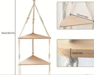 Estantería colgante macramé y madera