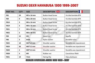 Kit de tornillería SUZUKI HAYABUSA 1300 1999 2007