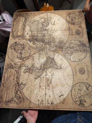 Mapa vintage del mundo, cuadro antiguo retro