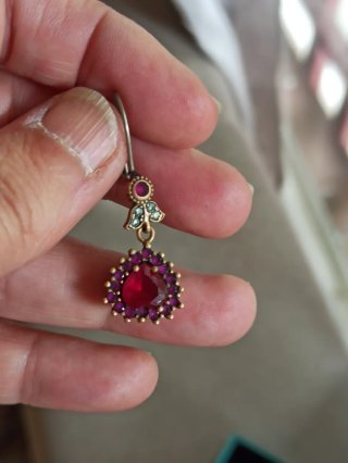 Pendientes plata con rubíes