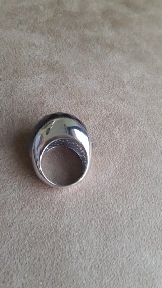 Anillo Plata 925 y Ojo de Gato Gris.Talla 11