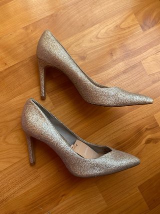 Tacones Stradivarius Purpurina Plata