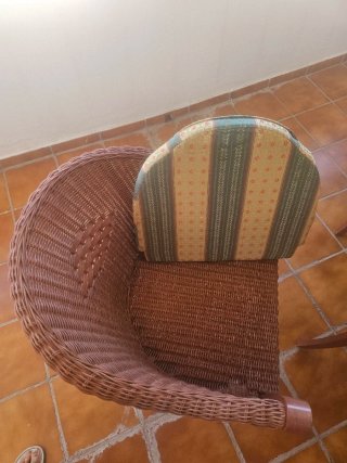 Mesa y 2 Sillas Terraza Mimbre y Cristal