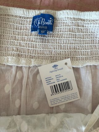 Vestido corto blanco y beige talla XL-44