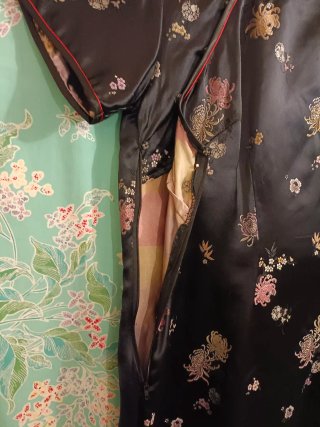 Black silky satin Chinese dress