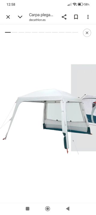 Carpa plegable gris y blanca