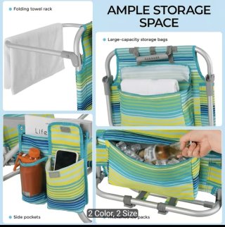 Conjunto 2 Sillas Playa Plegables Azul / Mesa