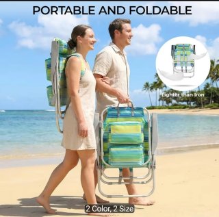 Conjunto 2 Sillas Playa Plegables Azul / Mesa