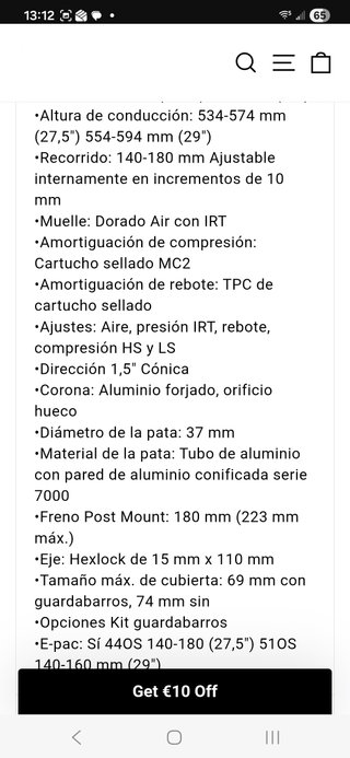 Horquilla Manitou Mezzer Pro 29" 180mm