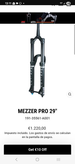 Horquilla Manitou Mezzer Pro 29" 180mm