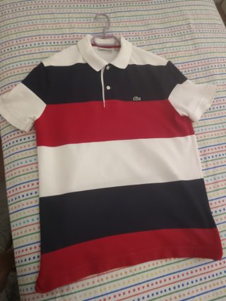 Polo Lacoste Rayas Azul Rojo Blanco