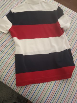 Polo Lacoste Rayas Azul Rojo Blanco