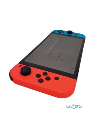 Console Nintendo Switch OLED con controller rossi e blu