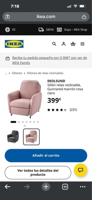 Sillón reclinable rosa IKEA