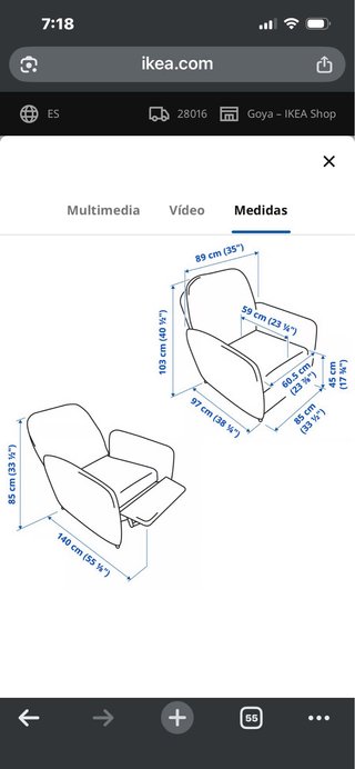 Sillón reclinable rosa IKEA