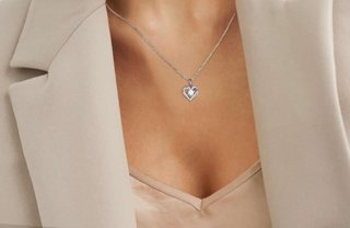 Conjunto Moissanita Plata Chapado Oro 14K Corazón