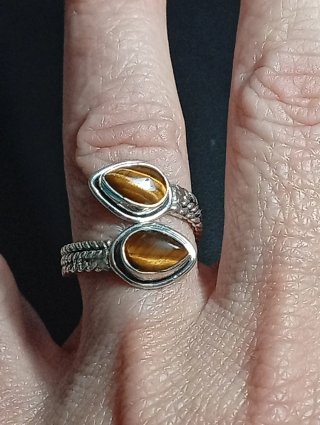 Anillo Plata Ley Ojo Tigre Ajustable