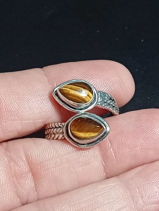 Anillo Plata Ley Ojo Tigre Ajustable