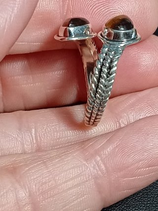 Anillo Plata Ley Ojo Tigre Ajustable