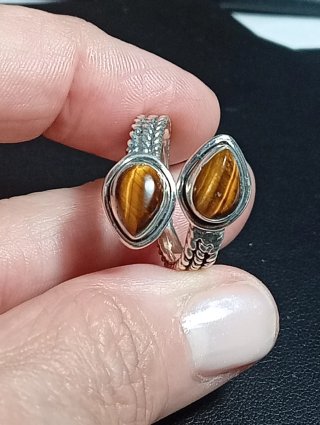 Anillo Plata Ley Ojo Tigre Ajustable