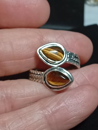 Anillo Plata Ley Ojo Tigre Ajustable