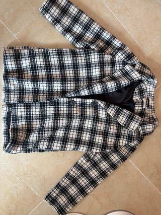 Chaqueta cuadros larga mujer