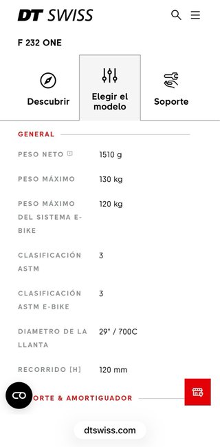 Horquilla DT Swiss F 232 ONE 120mm