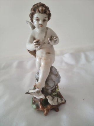 Ángel Cupido de Porcelana Antiguo