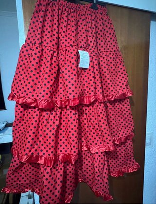 4 Faldas Flamenca Lunares Rojas y 4 Flores pelo
