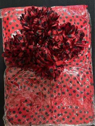 4 Faldas Flamenca Lunares Rojas y 4 Flores pelo