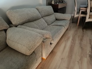 Sofá 2 plazas tela beige/gris
