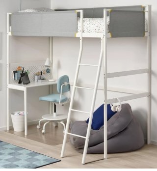 Cama alta Ikea VITVAL con escritorio
