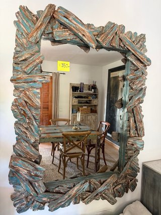 Espejo grande madera turquesa