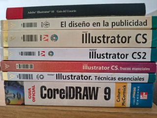 Lote de libros de Illustrator y CorelDRAW.