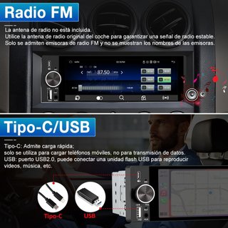 Radio Coche con Pantalla Táctil 6.36 Pulgadas