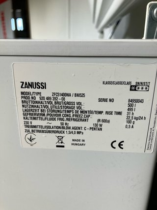 Arcón Congelador Zanussi ZFC51400WA 162cm
