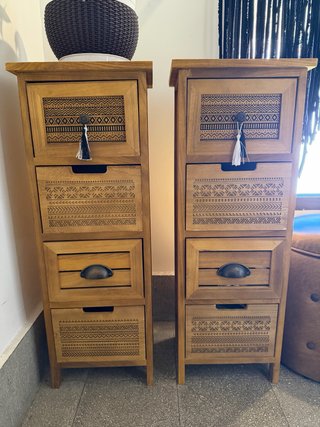 Cajoneras de madera con diseño tribal
