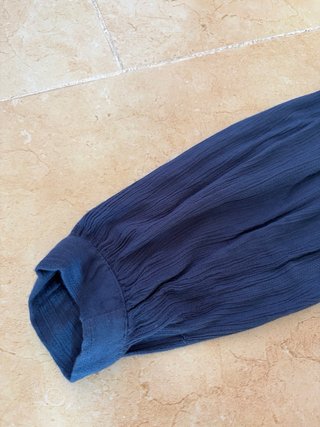 Camisa corta azul marino manga larga