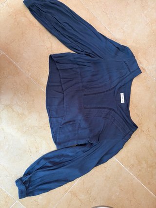 Camisa corta azul marino manga larga