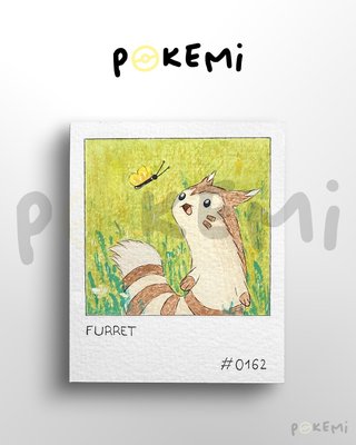 Furret #0162 Ilustración acuarela Pokémon