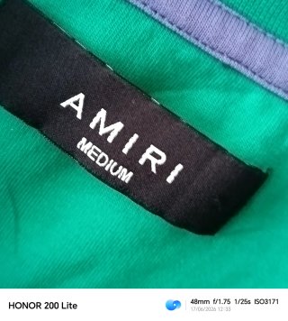 Camiseta Amiri verde con estampado de pájaro