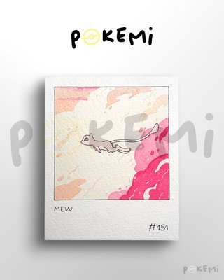 Mew #151 Ilustración acuarela Pokémon