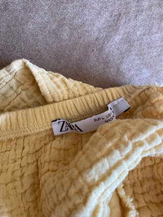 Top Zara Algodón Amarillo Pastel Talla L