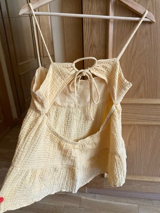 Top Zara Algodón Amarillo Pastel Talla L