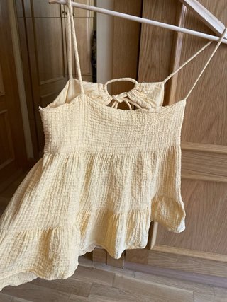 Top Zara Algodón Amarillo Pastel Talla L