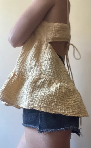 Top Zara Algodón Amarillo Pastel Talla L