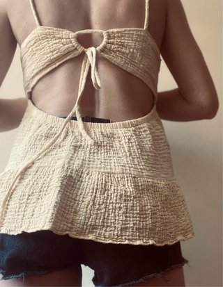 Top Zara Algodón Amarillo Pastel Talla L