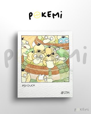 Psyduck #054 Ilustración acuarela Pokémon
