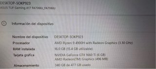 Portátil Asus TUF Gaming A17
