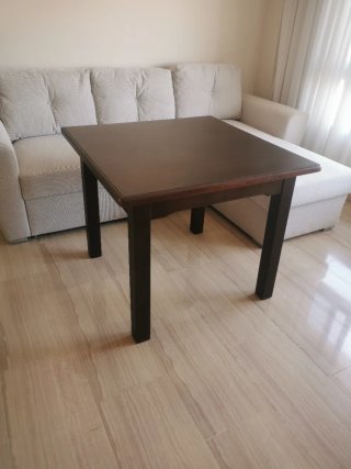Mesa de comedor cuadrada de madera maciza 90x90cm
